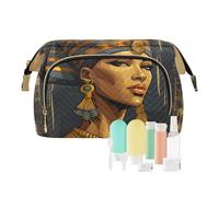 Borse cosmetiche di grande capacità del ritratto della regina egiziana della borsa di trucco di viaggio, Multicolore, Taglia unica, casual