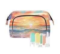 Borse cosmetiche di grande capacità della borsa di trucco di viaggio all'alba al mare per le donne, Multicolore, Taglia unica, casual