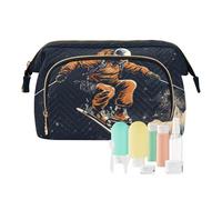 Borse cosmetiche di grande capacità della borsa di trucco di viaggio dell'uomo che sciano nella valle per le donne, Multicolore, Taglia unica, casual