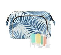 Borse cosmetiche di grande capacità delle foglie dell'albero blu della borsa di trucco di viaggio per le, Multicolore, Taglia unica, casual