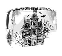 Borse cosmetiche impermeabili, belle borse cosmetiche da viaggio arancioni con palloncino di Halloween ad acquerello, borse cosmetiche portatili multifunzionali, organizer da viaggio per donne,