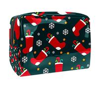 Borse cosmetiche impermeabili, borse cosmetiche da viaggio con calze di Natale rosse, borse per trucco portatili multifunzionali, organizer per cosmetici da viaggio per donne, Multicolore 01,