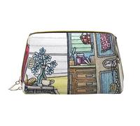 Borse cosmetiche per le donne grande borsa per il trucco in pelle per borsa borsa cosmetica borsa da viaggio portatile borsa da toilette da donna ragazze carino borse per lavaggio/camper felici, Happy