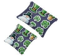 Borse cosmetiche tascabili da donna, borsa per il trucco in pelle impermeabile senza cerniera, borsa per il trucco a chiusura automatica per ragazze, mini borsa per borsa - Set di trifoglio leprechaun
