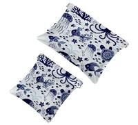 Borse cosmetiche tascabili da donna, borsa per il trucco in pelle impermeabile senza cerniera, borsa per trucco a chiusura automatica per ragazze, mini borsa per borsa, stelle blu cielo stellato,