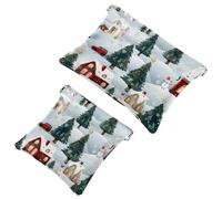 Borse cosmetiche tascabili da donna, borsa per il trucco in pelle impermeabile senza cerniera, custodia per trucco a chiusura automatica per ragazze, mini borsa per borsa - Babbo Natale-1522,