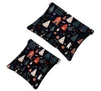 Borse cosmetiche tascabili da donna, borsa per il trucco in pelle impermeabile senza cerniera, custodia per trucco a chiusura automatica per ragazze, mini borsa per borsa - Babbo Natale-1522,
