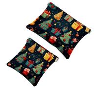 Borse cosmetiche tascabili da donna, borsa per il trucco in pelle impermeabile senza cerniera, custodia per trucco a chiusura automatica per ragazze, mini borsa per borsa - Babbo Natale-1522,