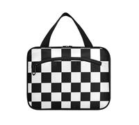 Borse da appendere in tartan bianco e nero per le donne che viaggiano con gancio, borsa per il trucco pieghevole di design per le donne che viaggiano da viaggio estuche para brochas maquillaje L