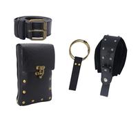 Borse da cintura in ecopelle vintage medievale, medievale, portatili, per monete, larg, costumi rinascimentali, marsupio, nero, Marsupio nero