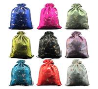 Borse da donna con ricamo fine per scarpe da donna con coulisse, borsa per reggiseno, riutilizzabile, portatile, in tessuto satinato, copriscarpe antipolvere con fodera, colori misti (5 pezzi), 10.6 x