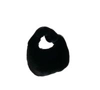 Borse da donna in peluche borse in pelliccia da donna piccola borsa a mezza luna calda borse da polso in peluche peloso manico corto frizione carino portamonete da donna, Nero , Taglia unica