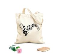 Borse da donna in tela di cotone imposta l'icona delle onde sonore delle note musicali alla moda Tessuto spesso 12 once Materiale delicato sulla pelle 35x40cm Grande