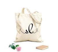Borse da donna in tela di cotone monogramma iniziale di matrimonio sl, calligrafia, lettering disegnato a mano e design del logo l love Tessuto spesso 12 once Materiale delicato sulla pelle 25x30cm