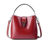 Borse da donna in vera pelle vintage alla moda e versatile borsa a tracolla con cerniera, Vino rosso