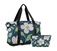 Borse da marinaio sportive da palestra con paillettes bianche con tracolla regolabile per lo sport pieghevole, fiori artificiali con paillettes bianche, 1 taglia, Fiori artificiali bianchi con