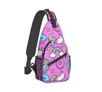 Borse da palestra alla moda da donna antifurto compatibili con Cartoon Unicorns Donuts Rainbow 80S 90S Borsa a tracolla a tracolla con piccola tasca, zaino multiuso/zainetto