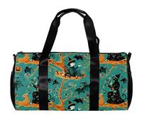 Borse da palestra, borsa da palestra da uomo, borsa da palestra da donna, borsa da weekender per la notte, borsa per Halloween con gatto nero e zucca adorabile, Motivo 2018, 45x23x23cm(17.7x9x9in)