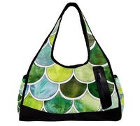 Borse da palestra, borsa da palestra da uomo, borse da palestra da donna, borsa da notte per weekender, motivo squame blu sirena dorate, moderne, Motivo 3610, 47x16.5x27cm(18.5x6.5x10.6in)