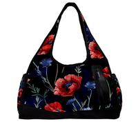 Borse da palestra, borsa da palestra da uomo, borsone da palestra, borsa da palestra sportiva, borsa da nuoto, fiori pastorabili, papaveri di mais, vintage, Motivo 6527, 47x16.5x27cm(18.5x6.5x10.6in)