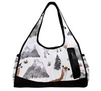 Borse da palestra, borsa da palestra da uomo, borsone da palestra, borsa da portare con sé, borsa da weekender, piante di lama e animali dei cartoni, Motivo 3145, 47x16.5x27cm(18.5x6.5x10.6in)