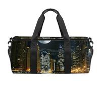Borse da palestra, borsa sportiva, borsa da palestra da donna, borsa da weekender notturna, paesaggio notturno City Moon, Motivo 5449, 45x23x23cm(17.7x9x9in)