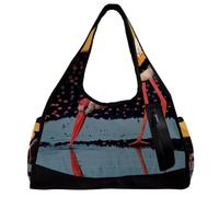 Borse da palestra, borsa sportiva, borse da palestra per donne, borsa da weekender per la notte, paesaggio oceano vela gabbiano, Motivo 2707, 47x16.5x27cm(18.5x6.5x10.6in)