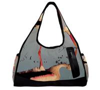 Borse da palestra, borsa sportiva, borse da palestra per donne, borsa da weekender per la notte, paesaggio oceano vela gabbiano, Motivo 2708, 47x16.5x27cm(18.5x6.5x10.6in)