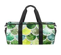 Borse da palestra, borsa sportiva, borsone da palestra, borsa da palestra per yoga, sport, palestra, con motivo a squame blu sirena dorata, moderna, Motivo 3603, 45x23x23cm(17.7x9x9in)