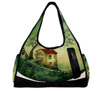 Borse da palestra, borsone, borsa da allenamento, borsa da viaggio, allenamento, luna notturna, lupo, stella, Motivo 5478, 47x16.5x27cm(18.5x6.5x10.6in)
