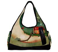Borse da palestra, borsone, borsa da allenamento, borsa da viaggio, allenamento, luna notturna, lupo, stella, Motivo 5479, 47x16.5x27cm(18.5x6.5x10.6in)