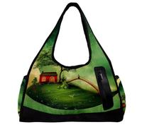 Borse da palestra, borsone, borsa da allenamento, borsa da viaggio, allenamento, luna notturna, lupo, stella, Motivo 5480, 47x16.5x27cm(18.5x6.5x10.6in)