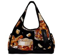 Borse da palestra, borsone, borse da palestra per donne, borsone da viaggio per aereo, cibo cartone animato, gnocchi taco curry riso, Fantasia 1197, 47x16.5x27cm(18.5x6.5x10.6in)