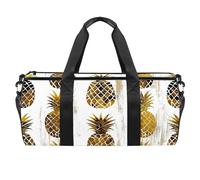 Borse da palestra, borsone, borsone da palestra, borsone da viaggio per donne, motivo ananas dorato alla moda, Fantasia 1647, 45x23x23cm(17.7x9x9in)