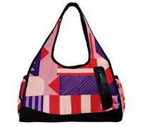 Borse da palestra, borsone da uomo, borsa da allenamento, borsa da viaggio, borsa da weekender, arte geometrica astratta moderna rosa viola, Motivo 4006, 47x16.5x27cm(18.5x6.5x10.6in)
