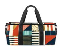 Borse da palestra, borsone da uomo, borsone da palestra, borsa da viaggio, borsa da weekender, motivo geometrico a righe tropicali foglie moderne, Fantasia 1523, 45x23x23cm(17.7x9x9in)
