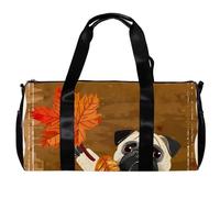 Borse da palestra da uomo, borsa da palestra da donna, borsa da palestra da donna, borsa da weekend, Hello Autumn Cartoon Animal Pug, Motivo 2398, 45x23x23cm(17.7x9x9in)