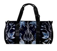 Borse da palestra da uomo, borsa da palestra da donna, borsa da palestra da donna, borsa tote per viaggi, allenamento, conchiglie di cavalluccio marino blu navy con pesci tropicali corallo, Motivo
