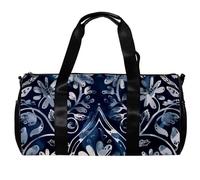 Borse da palestra da uomo, borsa da palestra da donna, borsa da palestra da donna, borsa tote per viaggi, allenamento, conchiglie di cavalluccio marino blu navy con pesci tropicali corallo, Motivo
