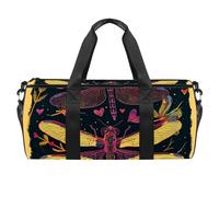 Borse da palestra da uomo, borsa da palestra da donna, borsone da viaggio per aereo, Doodle Art Dragonfly Heart Cartoon Lovely, Motivo 282, 45x23x23cm(17.7x9x9in)