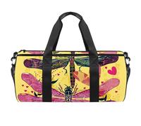 Borse da palestra da uomo, borsa da palestra da donna, borsone da viaggio per aereo, Doodle Art Dragonfly Heart Cartoon Lovely, Motivo 284, 45x23x23cm(17.7x9x9in)
