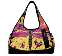 Borse da palestra da uomo, borsa da palestra da uomo, borsa da allenamento, borsone da viaggio per aereo, Doodle Art Dragonfly Heart Cartoon Lovely, Motivo 291, 47x16.5x27cm(18.5x6.5x10.6in)