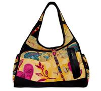 Borse da palestra da uomo, borsa da palestra da uomo, borsa da allenamento, borsone da viaggio per aereo, Doodle Art Dragonfly Heart Cartoon Lovely, Motivo 290, 47x16.5x27cm(18.5x6.5x10.6in)