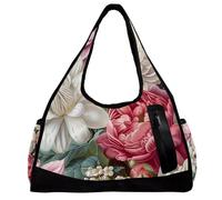 Borse da palestra da uomo, borsa sportiva, borsa da allenamento, borsa da palestra sportiva, borsa da nuoto, peonia fiore gallo fiore vintage pastorabile, Fantasia 6951, 47x16.5x27cm(18.5x6.5x10.6in)