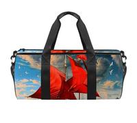 Borse da palestra da uomo, borsa sportiva, borse da palestra per donne, borsa da allenamento fitness, borsa da ballo, paesaggio oceano vela gabbiano, Motivo 2699, 45x23x23cm(17.7x9x9in)