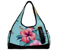 Borse da palestra da uomo, borsone da allenamento, borsa da palestra sportiva, borsa da nuoto, moderna pianta tropicale fiore foglia di palma, Motivo 4724, 47x16.5x27cm(18.5x6.5x10.6in)