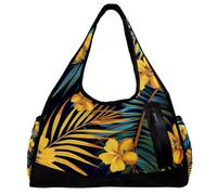 Borse da palestra da uomo, borsone da allenamento, borsa da palestra sportiva, borsa da nuoto, moderna pianta tropicale fiore foglia di palma, Motivo 4723, 47x16.5x27cm(18.5x6.5x10.6in)