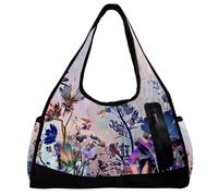 Borse da palestra da uomo, borsone da palestra, borse da donna, borsa da weekender, borsa per la notte, fiore dente di leone floreale, Motivo 1110, 47x16.5x27cm(18.5x6.5x10.6in)