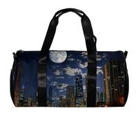 Borse da palestra da uomo, borsone da uomo, borsa da palestra da donna, borsa da palestra sportiva, nuoto, paesaggio notturno città luna, Motivo 5443, 45x23x23cm(17.7x9x9in)