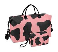 Borse da palestra in tela con stampa leopardata nera e pesca, con tracolla regolabile per yoga, multifunzionali